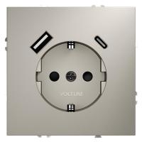 Розетка 1-м СП S70 16А с USB A+С с заземл. защ. шторки механизм кашемир Voltum VLS040503