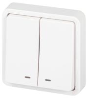 Выключатель Эксперт 11-1525-01 двойн. с подсветкой IP55 10АХ-250В СУ бел. Эра Б0063304