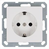 Розетка 1-м Shuko 16А IP20 с заземл. защ. шторки механизм бел. глянцевый Jasmart G5501W