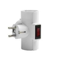 Разветвитель 3-м с заземл. 16А 3500Вт 250В Т-образ. с выключателем бел. DОМТОК 2663