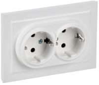 Розетка 2-м СП BRITE РСш12-3-БрАБ 16А в сборе с заземл. защ. шторки арктич. бел. IEK BR-R24-16-K91-F