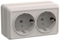 Розетка 2-м ОП Октава РСш22-3-ОКм 16А IP20 с заземл. защ. шторки крем. GENERICA ERO24-K33-16-DC