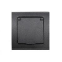 Розетка 1-м СП Бриллиант 16А IP20 с заземл. с крышкой в сборе графит Universal 7947649-Gr