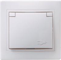 Розетка 1-м СП Кварта РСбш10-3-КБ 16А IP20 с заземл. защ. шторки с крышкой бел. GENERICA ERK12-K01-16-DM