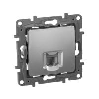 Розетка телефонная 1-м СП Etika RJ11 механизм алюм. IEK 672440