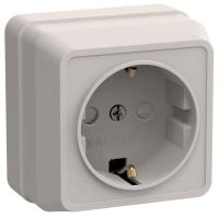 Розетка 1-м ОП Октава РСш20-3-ОКм 16А IP20 с заземл. защ. шторки крем. GENERICA ERO14-K33-16-DC