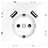 Розетка 1-м СП S70 16А с USB A+A с заземл. защ. шторки механизм бел. матов. Voltum VLS040402