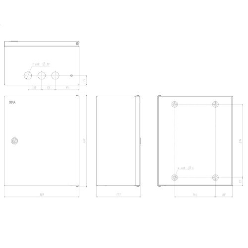 Корпус ЩМПг-03 360x300x175 IP54 SHMPg-03_IP54_SIMPLE метал. Эра Б0047693
