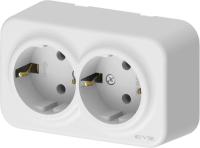 Розетка 2-м СП ARIA 16А IP20 с заземл. бел. ARVIA 25 01 1000 907