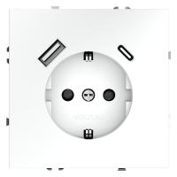 Розетка 1-м СП S70 16А с USB A+С с заземл. защ. шторки механизм бел. матов. Voltum VLS040502