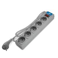 Удлинитель с сетевым фильтром 5х3м с заземл 10А IP20 2.2кВт ПВС 3х1 с выкл. сер. DOMTOK 2533