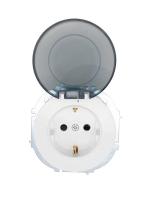 Розетка 1-м СП OSEN с заземл. с крышкой ПБТ бел. LEZARD 743-0288-123B