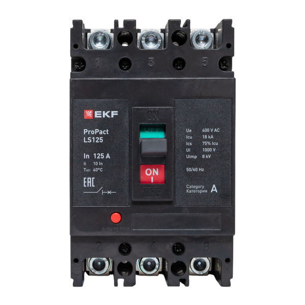 Выключатель автоматический 3п 125А 18кА LS125 ProPact EKF mccb-125-18-3-125-ls