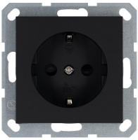 Розетка 1-м Shuko 16А IP20 с заземл. защ. шторки механизм черн. матов. soft touch Jasmart G5501PB