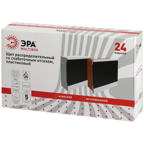 Щит распределительный со слаботочным отсеком MultiBox bs-24f встраиваемый пластиковый 24 модуля IP40 Эра Б0059317