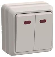 Выключатель 2-кл. ОП Октава 10А IP20 ВС20-2-1-ОКм с индикацией крем. GENERICA EVO21-K33-10-DC