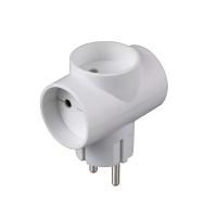 Разветвитель 3-м Т-образный без заземл. 10А 2200Вт 250В бел. DОМТОК 2662