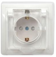 Розетка 1-м СП Кварта РСбш10-3-ККБ-44 16А IP44 с заземл. защ. шторки с крышкой керамика бел. GENERICA ERK70-K01-10-DM-44