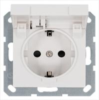 Розетка 1-м Shuko 16А IP20 с заземл. защ. шторки с крышкой механизм бел. глянцевый Jasmart G5505W