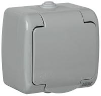 Розетка 1-м ОП AQUATIC РСш12-2-А 16А IP54 с заземл. с крышкой GENERICA ERA12-K03-16-54