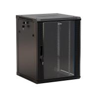 Шкаф настенный TWB-1545-GP-RAL9004 19дюйм 15U 775х600х450мм стеклян. дверь с перфорацией по бокам ручка с замком черн. (RAL 9004) (разобранный) Hyperline 392639