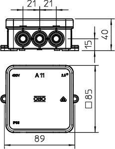 Коробка распределительная 85х85х40мм IP55 A11 12 кабельн. вводов свет. сер. OBO 2000342