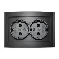 Розетка 2-м СП Бриллиант 16А IP20 с заземл. в сборе графит Universal 7947533-Gr