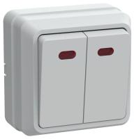 Выключатель 2-кл. ОП Октава 10А IP20 ВС20-2-1-ОБ с индикацией бел. GENERICA EVO21-K01-10-DC
