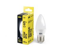 Лампа светодиодная 5Вт C35 свеча 4000К нейтр. бел. E27 450лм 230-240В IEK LLE-C35-5-230-40-E27