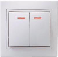 Выключатель 2-кл. СП Кварта 10А IP20 ВС10-2-1-КБ с индикацией бел. GENERICA EVK21-K01-10-DM