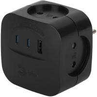 Разветвитель 4-м SP-4-3USBAC-B + 3 USB A+C со шторками 10А черн. Эра Б0069084