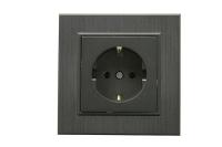 Розетка 1-м Karea LINE STAR с заземл. дым. металлик Makel 86050028
