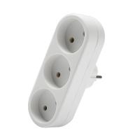 Разветвитель 3-м без заземл. 10А 2200Вт 250В плоский бел. DОМТОК 2655