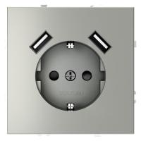 Розетка 1-м СП S70 16А с USB A+A с заземл. защ. шторки механизм сталь Voltum VLS040405