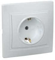 Розетка 1-м СП Кварта РСш10-3-КБ 16А IP20 с заземл. защ. шторки керамика бел. GENERICA ERK14-K01-16-K