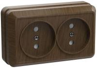 Розетка 2-м ОП Октава 10А IP20 без заземл. дуб GENERICA ERO20-K04-10-DC