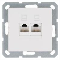 Розетка компьютерная 2-м RJ45 IP20 кат. 5E механизм бел. глянцевый Jasmart G6106W