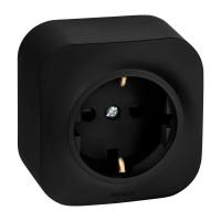 Розетка 1-м ОП Quteo 16А IP20 250В 2P+E с заземл. защ. шторки черн. матов. IEK 782476