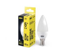 Лампа светодиодная 5Вт C35 свеча 4000К нейтр. бел. E14 450лм 230-240В IEK LLE-C35-5-230-40-E14