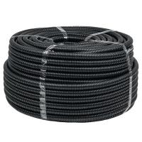 Труба гофрированная d50мм с протяжкой безгалоген. трудногорючая (FRHF) черн. (уп.20м) Plast EKF FRHF-50