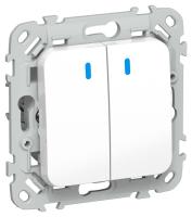 Выключатель 2-кл. СП FLITE ВС12-1-1-ФлБ 10А с индикацией механизм бел. IEK FI-V20-1-10-1-K01