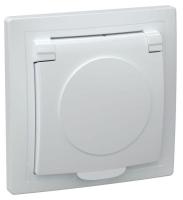 Розетка 1-м СП Кварта РСб10-3-КБ 16А IP20 с заземл. с крышкой бел. GENERICA ERK15-K01-16-DM