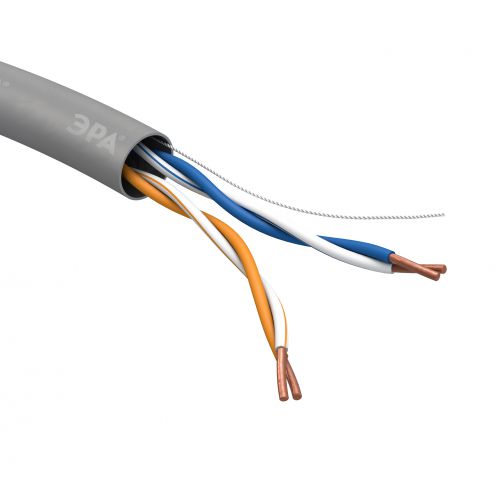 Кабель витая пара U/UTP кат.5E 2х2х24AWG solid CU PVC сер. (м) U-2-PVC Эра Б0044428