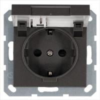 Розетка 1-м Shuko 16А IP20 с заземл. защ. шторки с крышкой механизм мокко Jasmart G5505Z