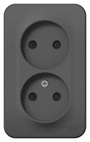 Розетка 2-м ОП Blanca 16А IP20 250В без заземл. защ. шторки с изолир. пластиной антрацит SE BLNRA001216