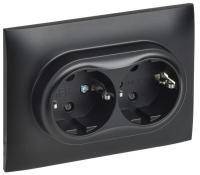 Розетка 2-м SKANDY 16А с заземл. защ. шторки в сборе SK-R07Bl черн. IEK SK-R24-16-K02-F
