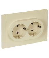 Розетка 2-м СП FORTE&PIANO FP424 16А с заземл. без защ. шторок безвинт. крепл. ваниль IEK FP-R21-16-1-K10
