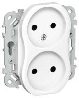 Розетка 2-м СП FLITE РС02-1-ФлБ 10А без заземл. без защ. шторок безвинтовое крепление механизм бел. IEK FI-R20-10-1-K01