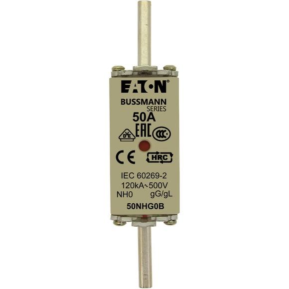 Предохранитель NH 50А 500В GL/GG 0 двойн. индикация EATON 50NHG0B