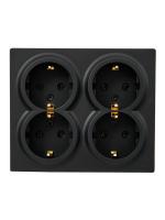 Розетка 4-м ОП LETO с заземл. закрытый корпус ПБТ черн. бархат LEZARD 752-4200-127BDP